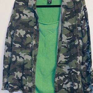 New York & Company Camouflage Jacket with Green Inner Layer